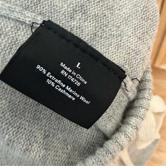 summersalt Gray Knit Cashmere Wool Drawstring Joggers with Cream Tie - Picture 6 of 7